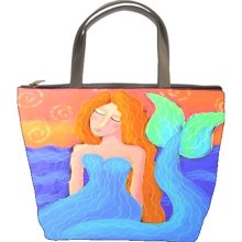 Small Mermaid Handbag Purse Original Digital Painting of a Mermaid