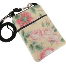 Small Shoulder Bag, Cross Body Bag, Yellow & Pink Roses