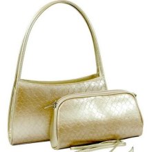 Snake Skin Embossed 2-in-1 Shoulder Bag Handbag Beige ...