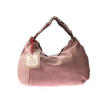 Sofia C. Italian Designer Pale Rose Leather Large Hobo Bag