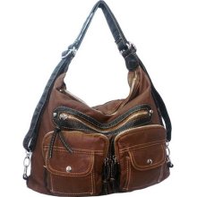 Soft Fashion Stone Washed Hobo Bag- Brown