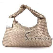 Soft Sheep Leather Women Handbags Celebrity Woven Hobo Shoulder Bags Purse Hobos