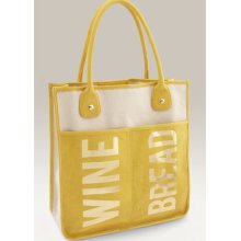 SOLD OUT NEW Yellow REBECCA MINKOFF Bread & Wine Canvas & Leather Tote Reg $185