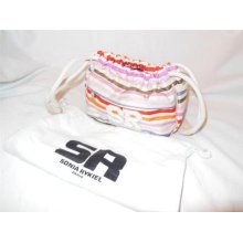 Sonia Rykiel Paris Multi-color Stripe Nylon Drawstring Clutch Bag Handbag Dust