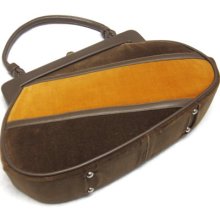 Soure' Bag New York Handbag Brown Gold Velvet 50s Purse