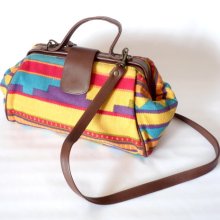 Southwestern Medicine Bag Vintage Brown Leather Crossbody Purse