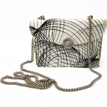 spirograph cross body evening bag 1960s / long chain strap