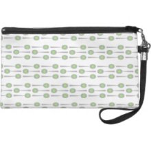 Spoons Pattern, with Green Splat. Wristlet Clutches