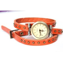 Sport Fashion Quartz Weave Leather Bracelet Men&women Rivet Wrist Watch Optional