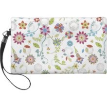 Spring flowers vintage pattern Wristlet Purses