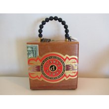 Square Cigar Box Purse with custom fabric lining