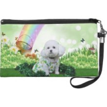 St Patrick's Day - Bichon Frise - Mia Wristlet Clutch