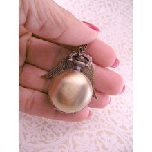 Steampunk Brass Golden Snitch Harry Potter Pocket Watch with 30 Inch Brass Chain