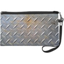 Steel metal diamond pattern grey and rusty Wristlet Purses