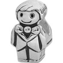 Sterling Silver Groom In Tuxedo European Bead Charm For Bracelet Sb-1372