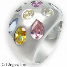 Sterling Silver Ring W/ Multi Color Cubic Zirconia Size