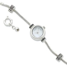 Sterling Silver Round Face Reflections Watch Starter Bracelet