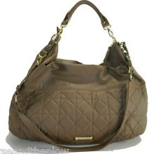 Steve Madden Handbag Taupe Quilted Hobo Top Zip Shoulder Bag