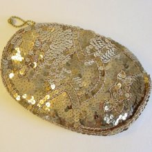 Stunning Vintage Gold Sequined Small Wrist, Evening, Opera Bag- Czechoslovakian Art Deco