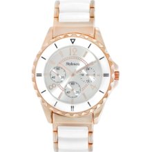 Styleco. Watch, Womens White and Rose Gold-Tone Bracelet 48mm SC1367