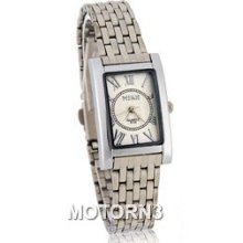 Stylish White Dial Silver Hands Couple Watch with Stainless Steel Str