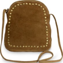 Suede Shoulder Bag Tan With Brass Accents 'sands Of Thar' Novica India