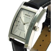 Super Henley Mens Designer Watch Oblong Silver Dial 389