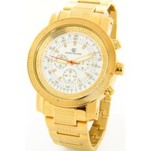 Super Techno Watch Aqua Techno Genuine Diamonds Mens King Master Gold Tone $450