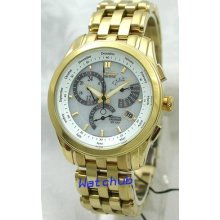 Superb Citizen Men's Eco Drive Goldtone Perpetual Calendar Men Watch Bl8002-59a