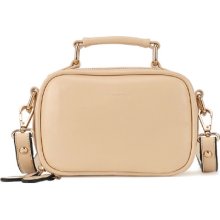 Sweet Wholecolored Leather Look Shoulder Bag-beige