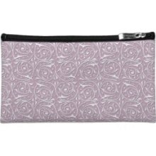 Swirling Vine Pattern White over Rose Makeup Bags