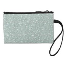 Swirling Vines in Pale Sage Green and White Coin Wallets