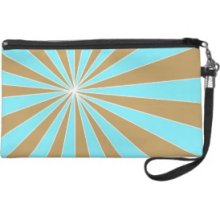 Tan and blue stripes pattern design Wristlet Clutches