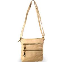 Tan Zippers Nyc Style Womens Crossbody Handbag Bag Size Small/m