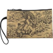 Taupe Toile Wristlet Clutch