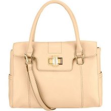 Tignanello Pebble Leather Satchel with Turnlock Hardware - Creme Brulee - One Size