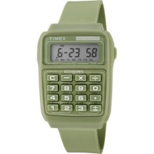 Timex Calculator Multifunction Grey Digital Dial Green Resin