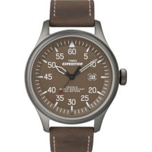 Timex Expedition Fullsize Quartz Watch With Brown Dial Analogue Display And Brown Leather Strap T49874su