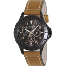 Timex Men's Retrograde T2P040 Brown Cloth Analog Quartz Watch with