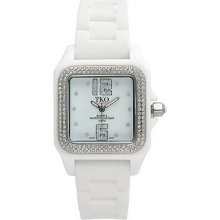 TKO Ladies Riviera Ice Polycarbonate and RubberStrap Watch - White - One Size