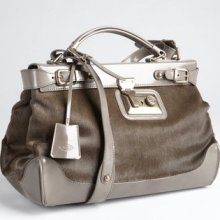 Tod's mud and grey pony hair and leather 'Dokt' satchel