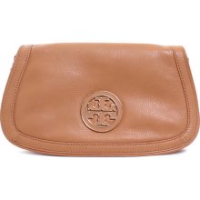 Tory Burch Amanda Logo Clutch in Aged Vachetta