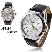 Trendy Men's Wrist Watch With Waterproof Japan Movt White Round Dial 21mm