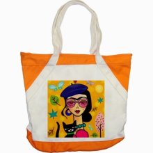 Tres Chic Accent Tote Bag - Cotton - Orange