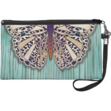 Turquoise Butterfly Wristlet