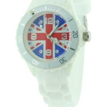 Union Jack Women's Quartz Watch With Multicolour Dial Analogue Display And White Plastic Or Pu Strap Uj12/A