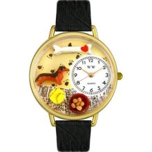 Unisex Dachshund Black Skin Leather and Goldtone Watch in Gold ...