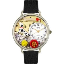 Unisex Dalmatian Black Skin Leather and Silvertone Watch in Silve ...