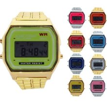 Unisex Digital Electronic Watch Stainless Steel Metal Retro Vintage 80s 70s