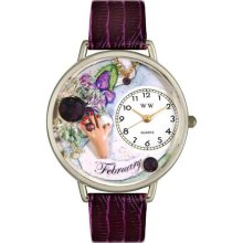 Unisex February Purple Leather and Silvertone Watch in Silver ...